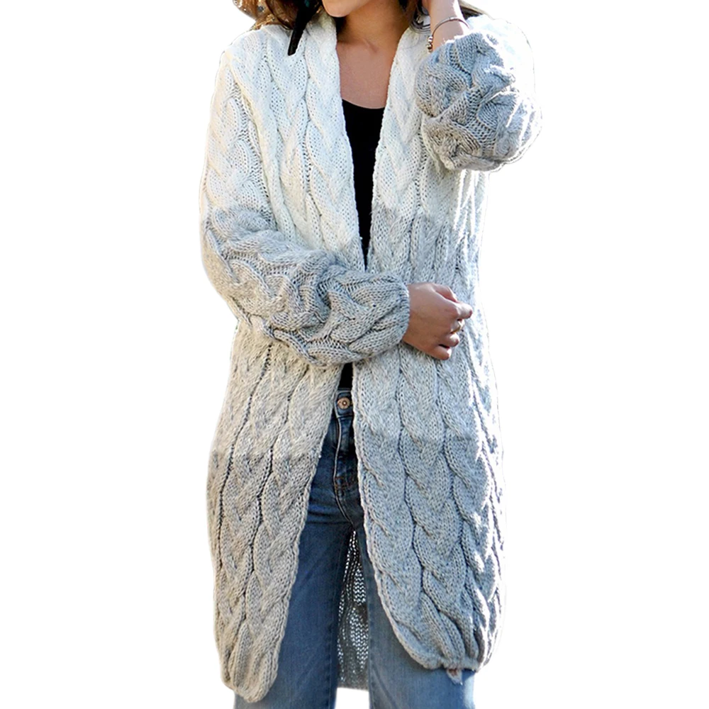 Женский Теплый кардиган осень зима вязаный длинный свитер пальто толстый теплый модный Повседневный женский свитер кардиган уличная