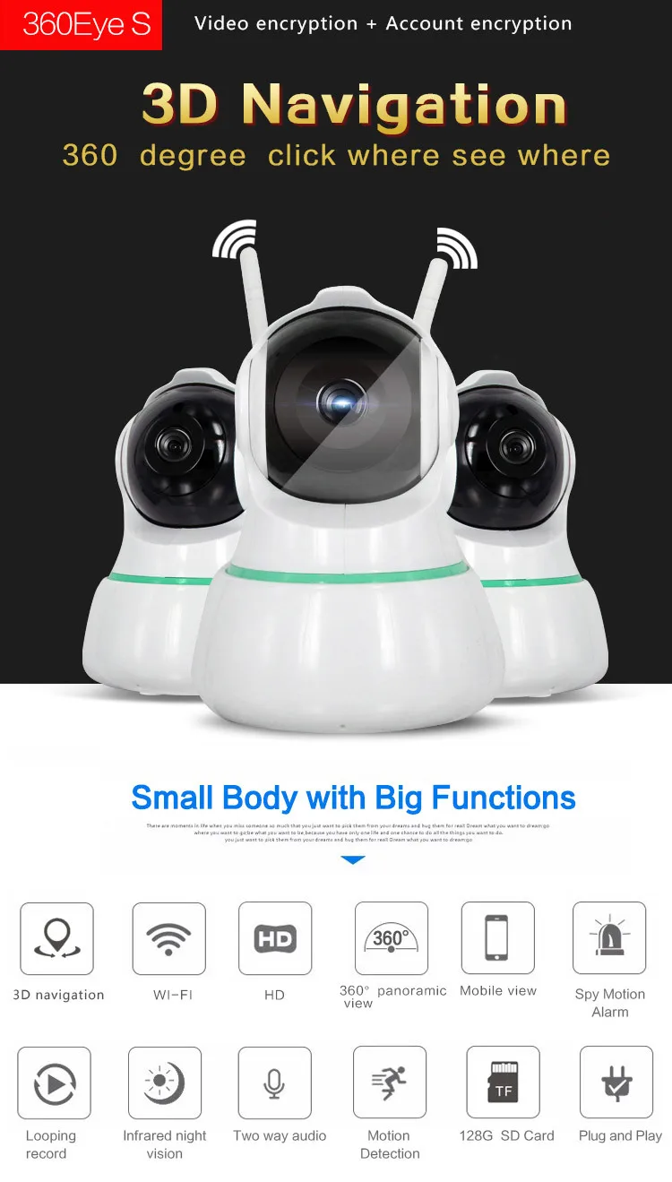 2 megapixel robot wireless indoor hd 1080p fisheye ip camera software download