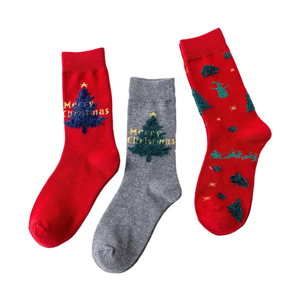 MAXIORILL, 3 пары, рождественские счастливые носки, женские носки, короткие женские носки, calcetines mujer divertido, милые носки средней длины, набор#3