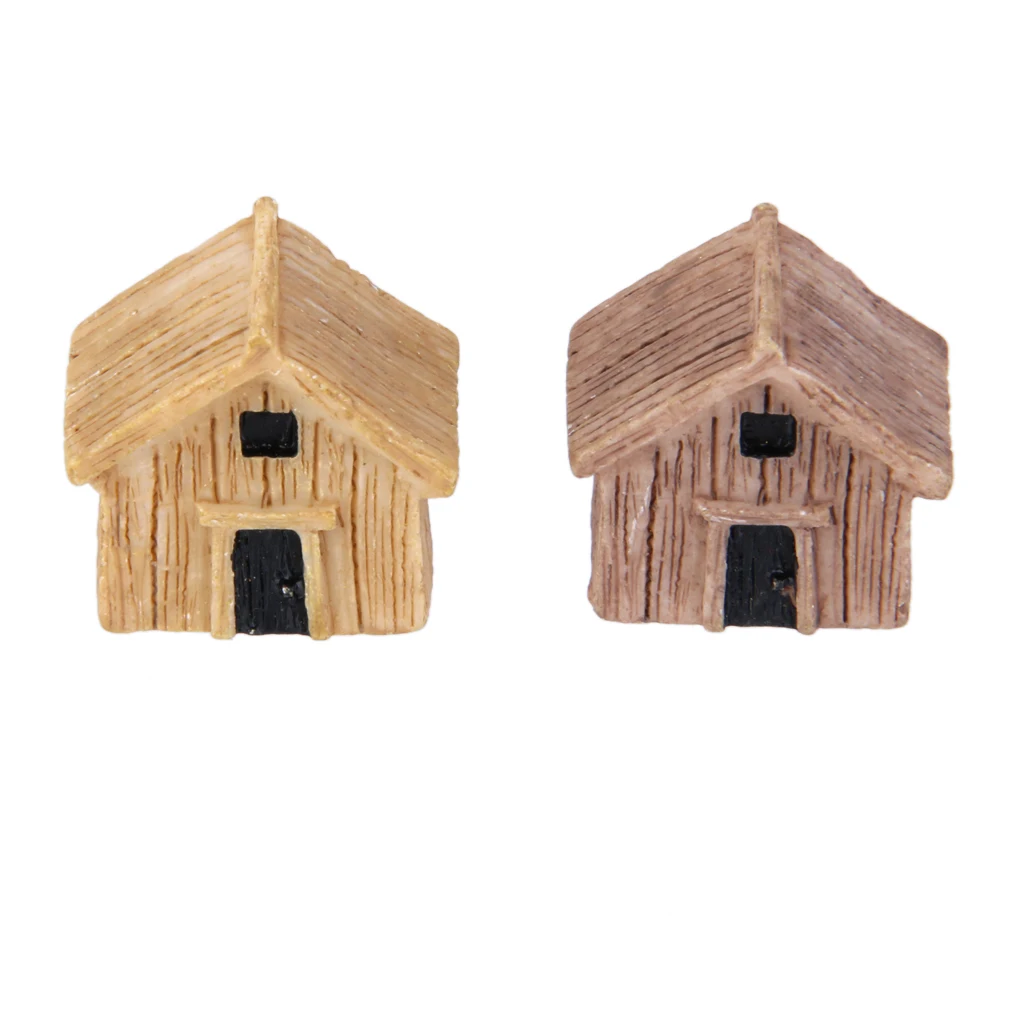 Wooden House Terrarium Figurine Fairy Dollhouse Miniature Ornament for Micro Landscape Garden Decor DIY Mushroom Craft Supplies
