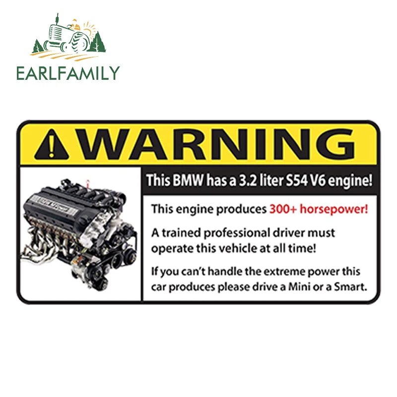 EARLFAMILY 13cm x 7cm Car Styling Funny Warning Emblem Vinyl Sticker Decal S54 3.2 M Power Racing JDM Waterproof | Автомобили и