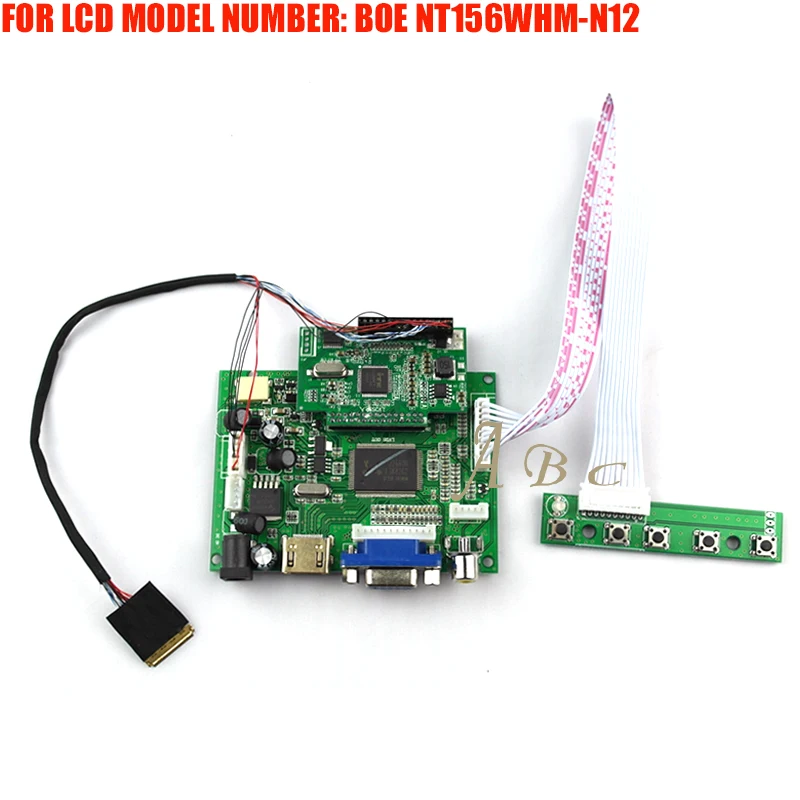EDP HDMI VGA 2AV LVDS Controller Board Module Kit for BOE NT156WHM-N12 15.6" 1366X768 30P 1 Lane TFT LCD Display Panel Screen
