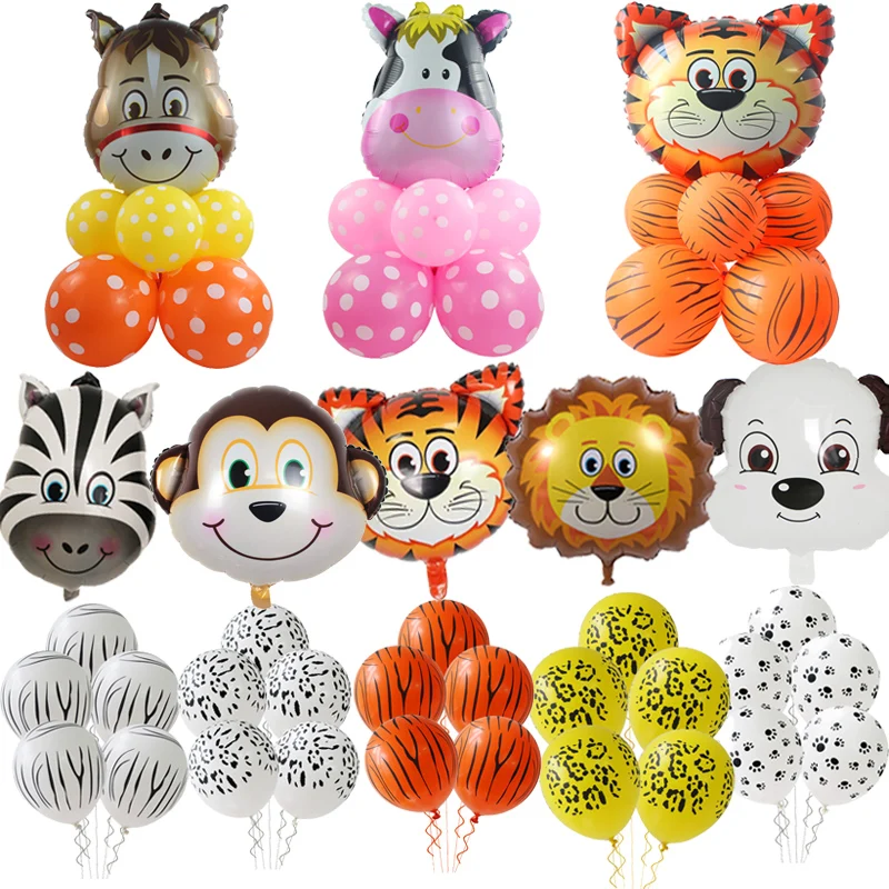 

Safari Party Decor Animals Jungle Party Balloons Tiger Zebra Cow Animal Theme Foil Balloon Birthday Party Decorations Kids Toy