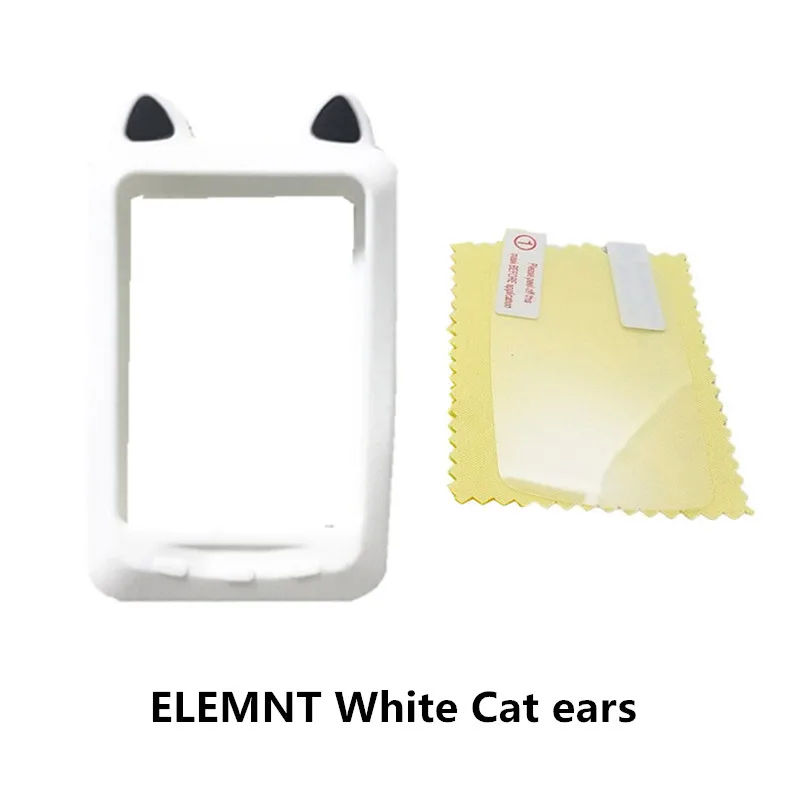 White Cat ears Универсальный силиконовый чехол для велосипеда и защитная пленка для экрана для Wahoo ELEMNT кошачьи уши компьютер gps качественный чехол для wahoo elemnt чехол - Цвет: White Cat ears