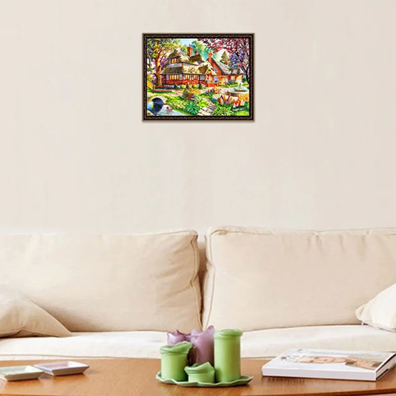 New Garden 5D DIY Diamond Painting Cross Stitch Lake House Scenery Embroidery Crystal Round Rhinestone Mosaic Picture | Дом и сад