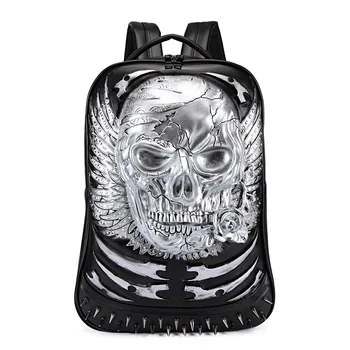 3D Skull Leather Backpack Fashion Men Backpack School Computer Laptop Bags Cool Travel Bags Girls Vintage Rivets Halloween Bags 3D Skull Leather Backpack Fashion Men Backpack School Computer Laptop Bags Cool Travel Bags Girls Vintage Rivets Halloween Bags