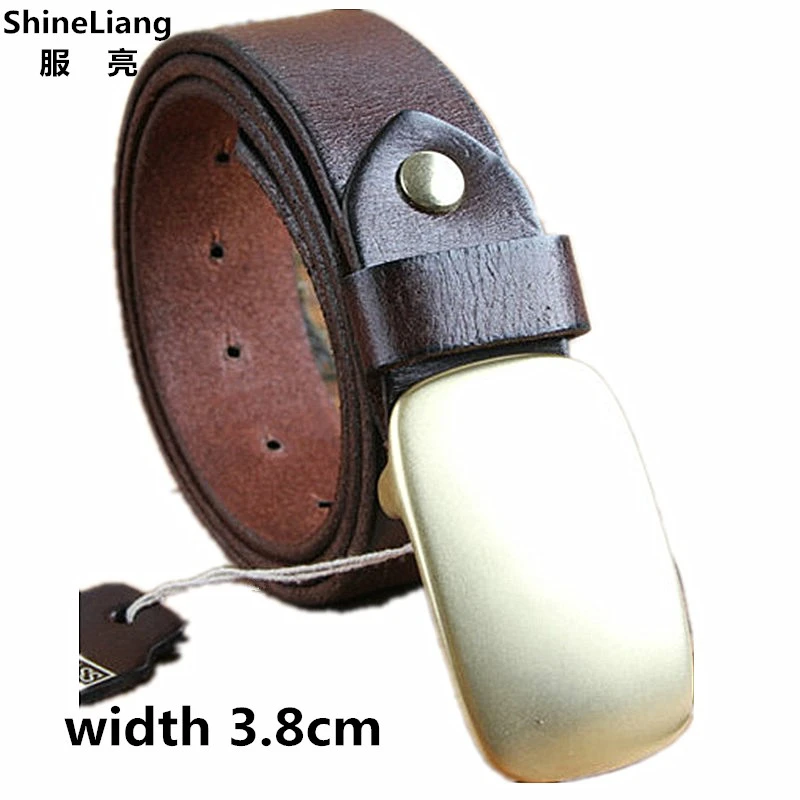 

2018 Cowhide Genuine Leather Belts for men Strap male pin buckle fancy vintage jean strap cintos masculinos ceinture homme 3.8cm