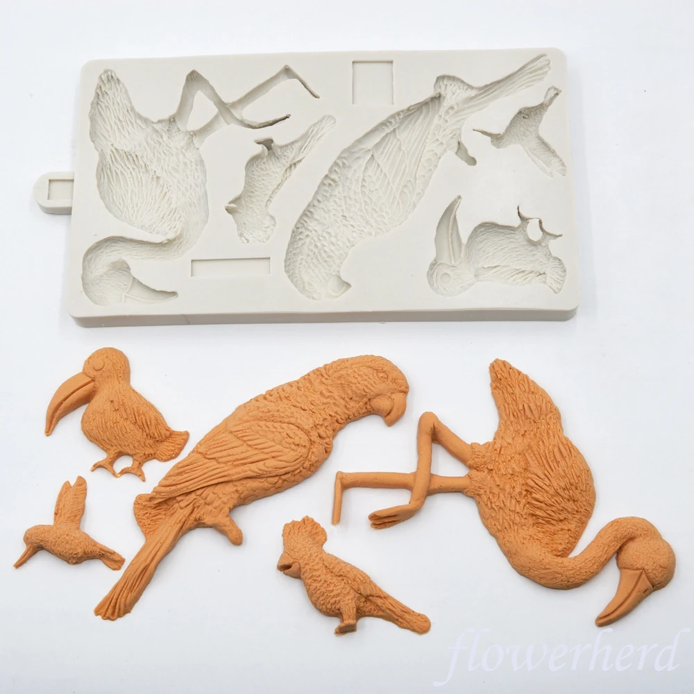 

1set Tropical Birds Mould DIY New Kind Baby Birthday Cake Mold Fondant Molds Chocolate Silicone Mold Cake Decorating Tools