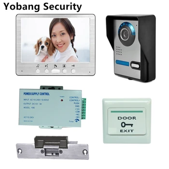 

Yobang Security Freeship 7 Inch LCD Monitor Video Door Phone Intercom Door bell Camera Video Intercom system+Electric Lock
