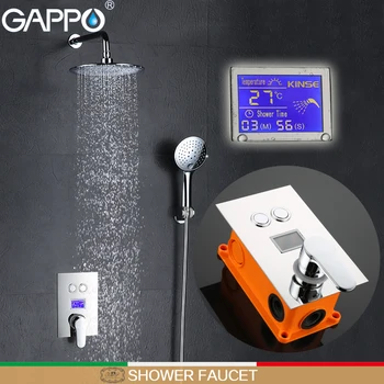 

GAPPO shower faucet thermostatic shower mixer tap Chrome LCD Digital bath tap mixer shower head wall mount Torneira de chuveiro