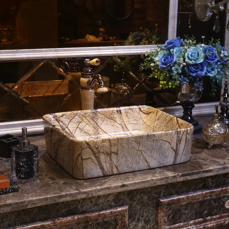 Porcelain Countertop Lavabo Bathroom Sink Wash Basin Imitation marble