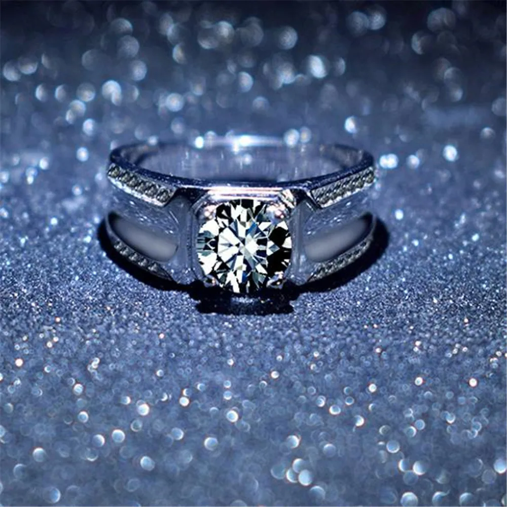 2019 YKNRBPH S925 Sterling Silver Open Diamond Ring Men's Luxury Weddings Ring Jewelry Gift