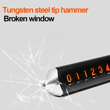 

2In1 Temporary Car Parking Card Telephone Number Card Plate Car Styling Safety Hammer Tool F-Best