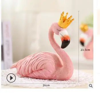 

Queen ins accessories creative home furnishing resin flamingos living room TV cabinet couple adorn Resin Flamingo King creative