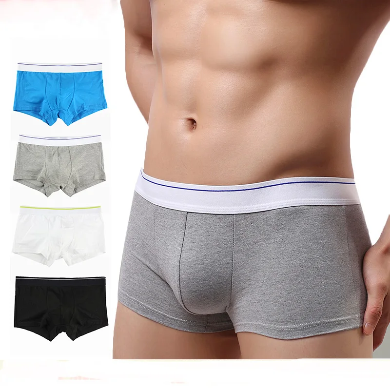 Мужские пикантные трусы боксеры хлопковые дышащие мягкие cueca homem U выпуклые