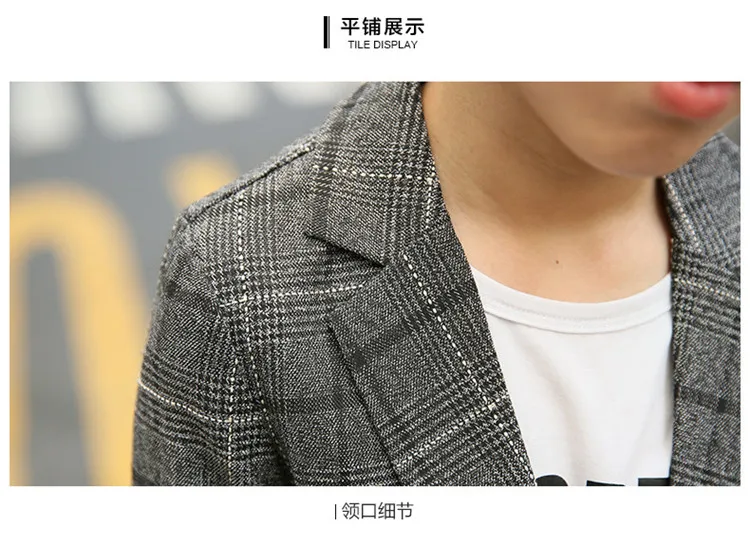 3-12 y boys blazers kids set children suits boys formal long sleeve plaid boys suits for weddings fashion children clothes (8)