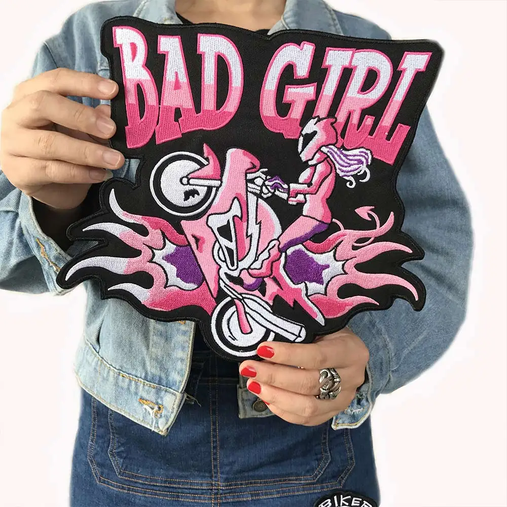 BAD GIRL, железная нашивка, вышитая аппликация, этикетка для шитья, Панк байкерские нашивки, наклейки для одежды, аксессуары для одежды, значок
