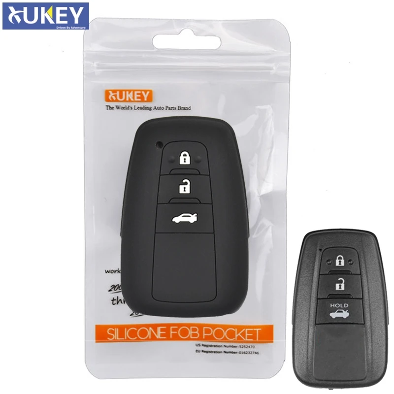 

For Toyota LC Prado Camry C-HR Prius Corolla RAV4 Silicone Remote Key Case Fob Shell Cover 3 Button 2015-2018
