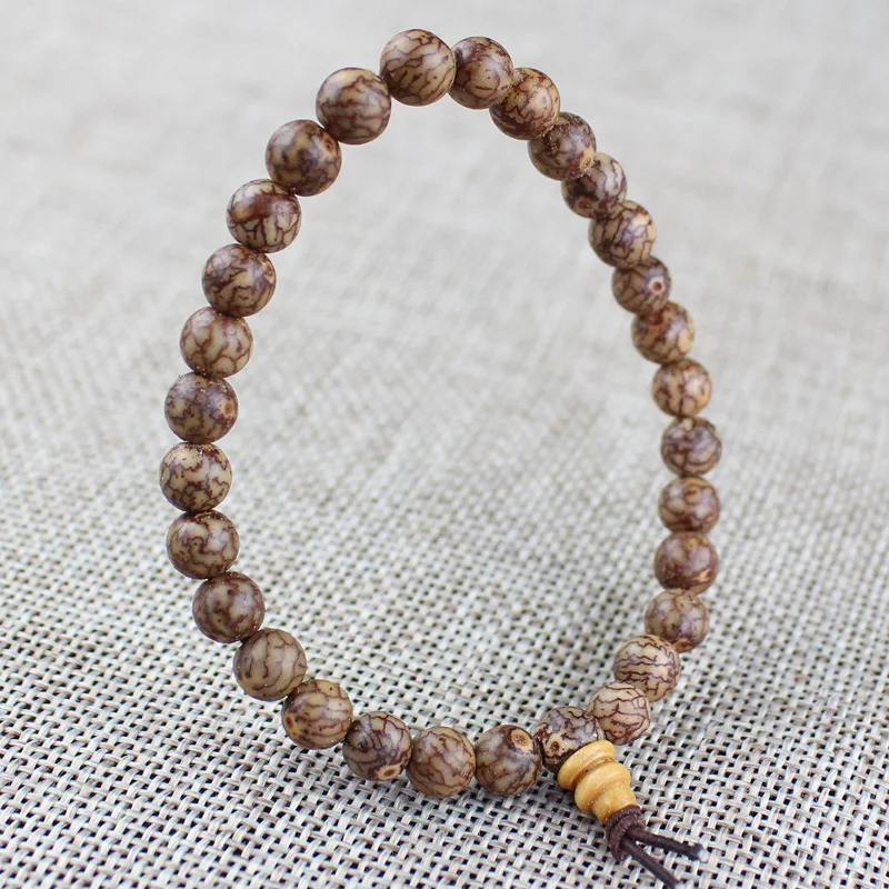 

7 mm Blood silk gold thread bodhi bracelet & bangles for women men handmade rosary natural wood beads bracelet fashion jewelry