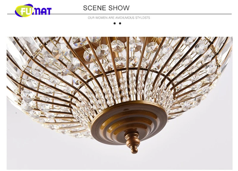 FUMAT Crystal K9 Birdcage Pendant Lamps LED Lighting Light chandeliers Base