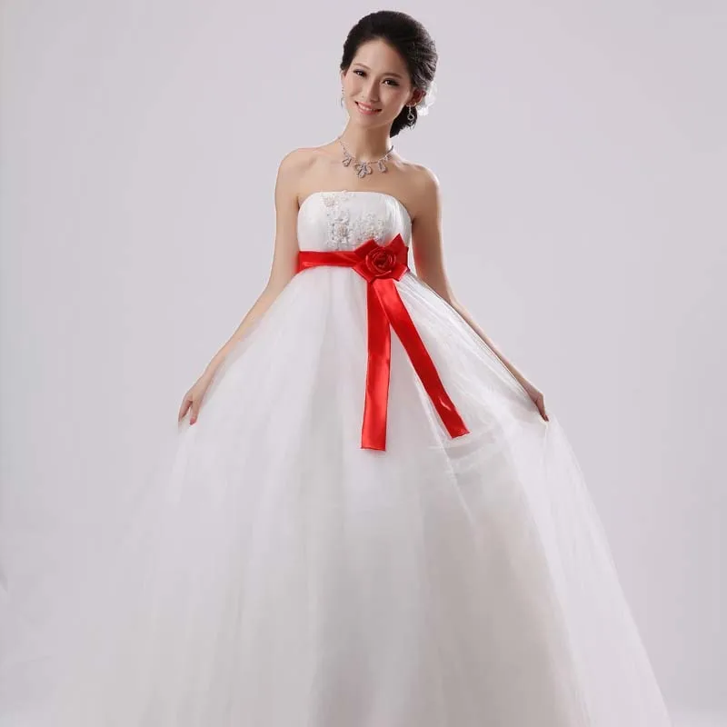 High Waist Maternity Wedding Dress Elegant Brief Tube Top Wedding