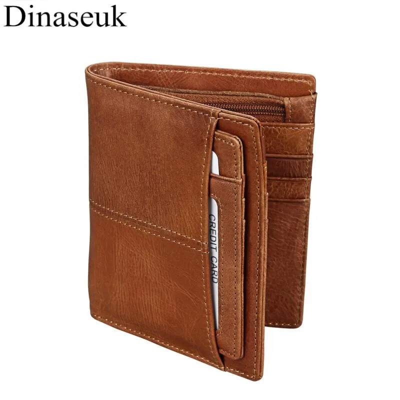 

Vintage Multi Function Bi-fold Wallets Men Genuine Leather Credit Card Euro Style Retro Purse For Cash Brown Black Anti RFID
