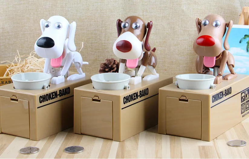 Transporte da Gota Filhote de Cachorro com Fome Presente para o Miúdo Caixa de Poupança de Dinheiro Comer Mealheiro Moneybox Cão
