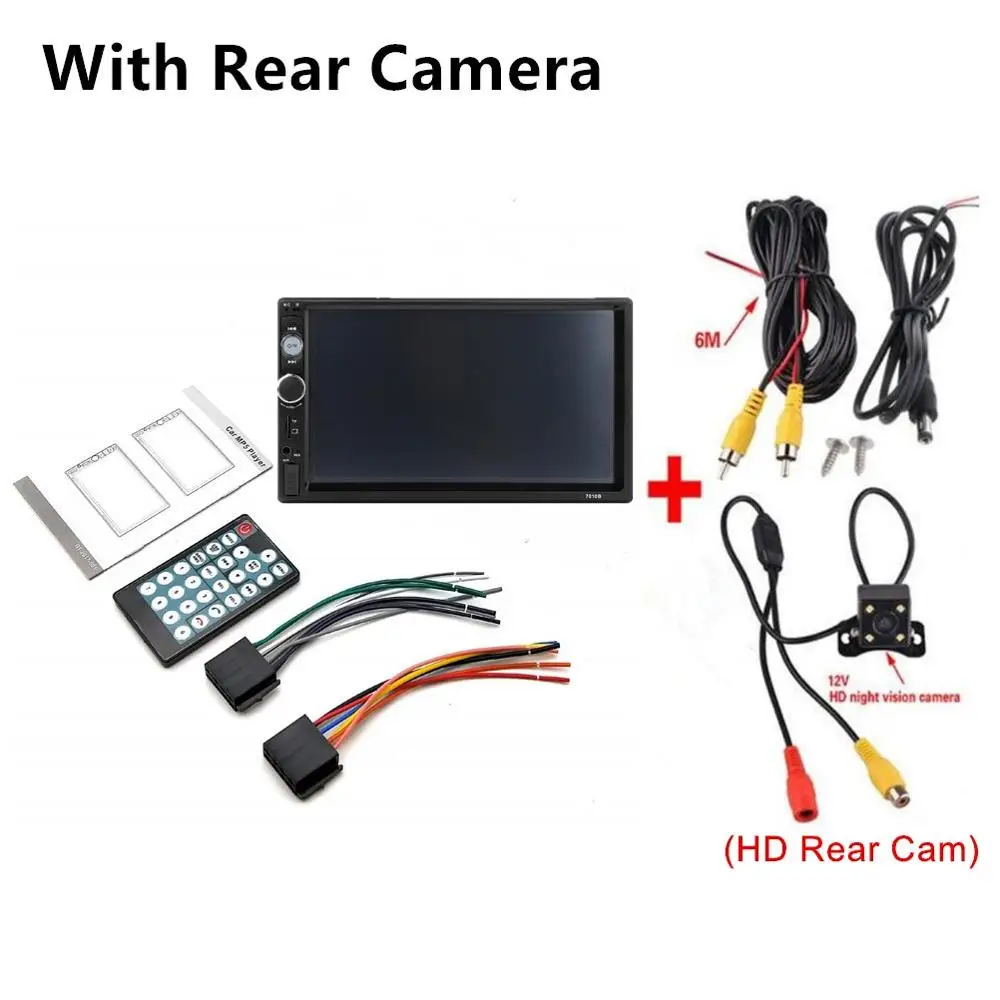 2 DIN Авторадио Bluetooth " цифровой сенсорный экран автомобиля радио MP5 плеер стереосистемы для автомобиля аудио плеер с USB SD AUX камера заднего вида - Цвет: With Rear Camera