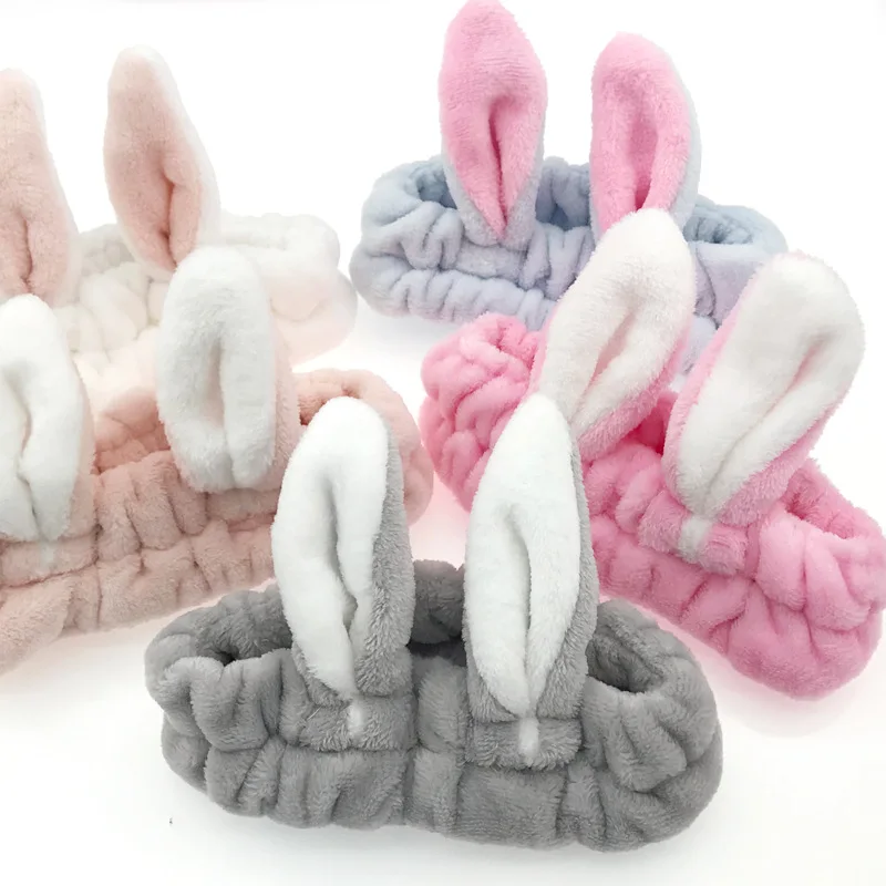 

New Women Soft Rabbit Ears Towel Hair Band Wash Face Headband bathroom bathing Makeup hair accessories hairband