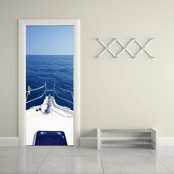 

Creative DIY Door Stickers Motorboat Yacht Pattern for Kids Room Door Home Decoration Accessories Sea View Beach Wall Sticker