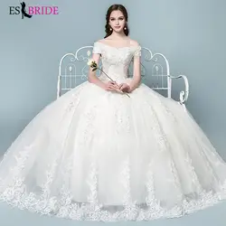 Белый Королевское свадебное платье 2019 Новое поступление модное платье с вырезом лодочкой Vestido De Novia A-Line элегантное Формальное роскошное