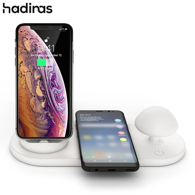 

Hadinas Qi Wireless Charger Pad With Lamp Micro USB Type C Dock Charger for iPhone Samsung Fast Charging Station