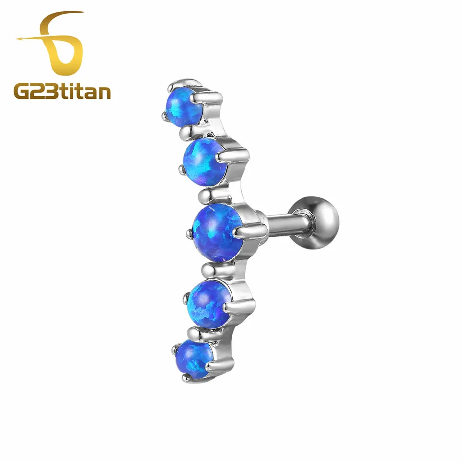 Ear Tragus G23titan, модные серьги, хрящевой пирсинг, 5 кристаллов, шпильки, пирсинг серьги-гвоздики, трагус для женщин, ювелирные изделия для тела - Окраска металла: Ear Tragus