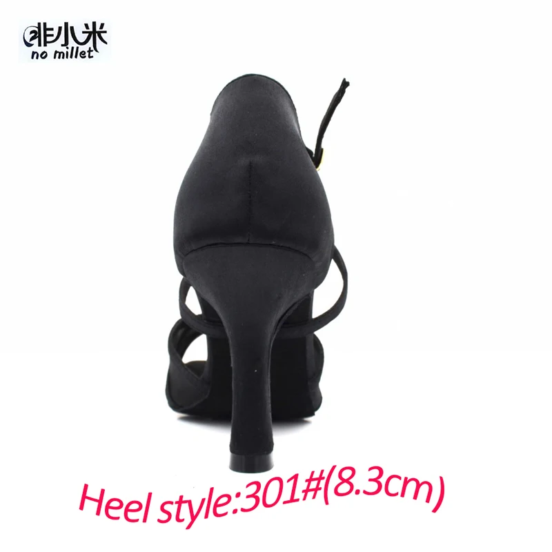 No Millet Professional танцевальная обувь женская черная красная танцевальная обувь 8,3 см/см 7 см/6 см Женская Латинская танцевальная обувь для женщин - Цвет: Blck-8.3cm