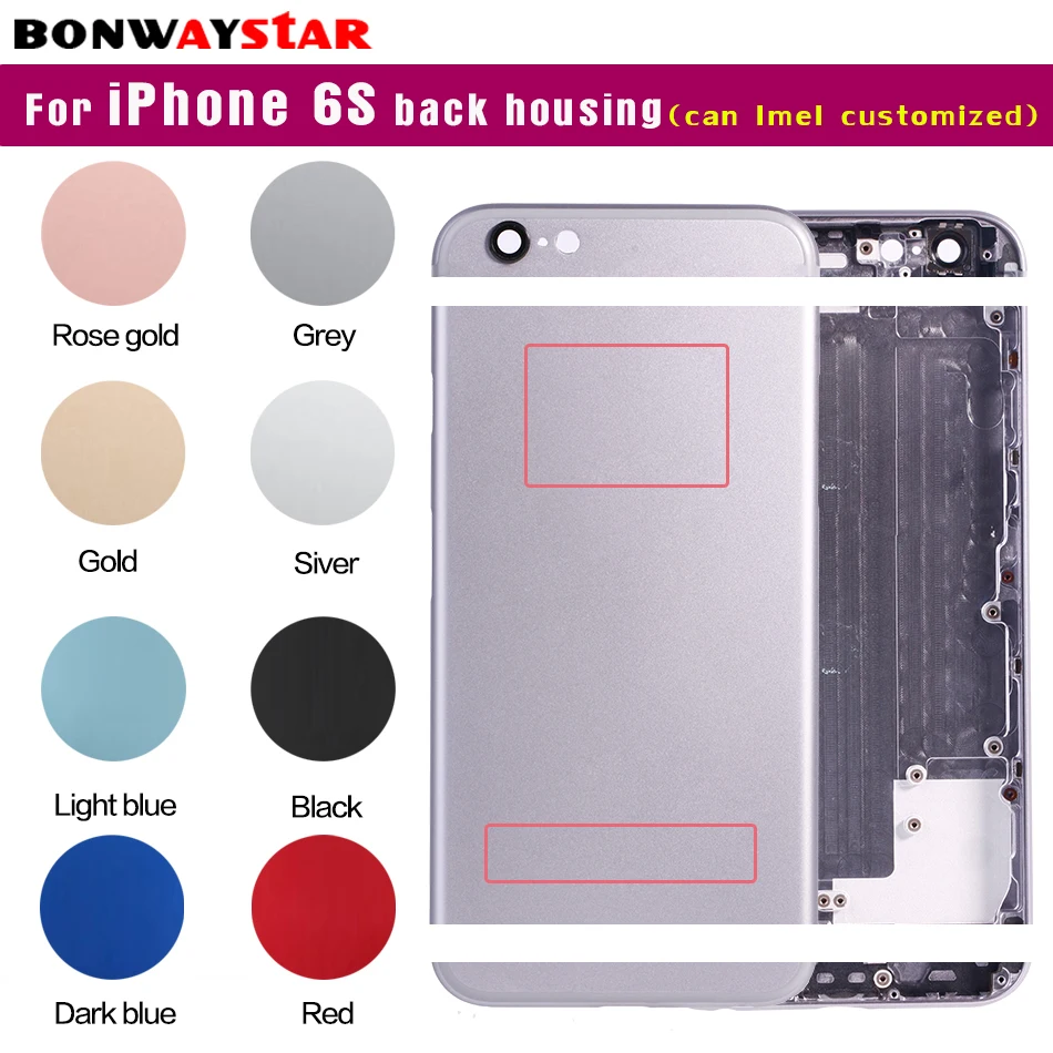 

for iPhone 6s Back housing Battery Cover custom Housing Case for iPhone 6S Middle Chassis Body Replacement can customize imei