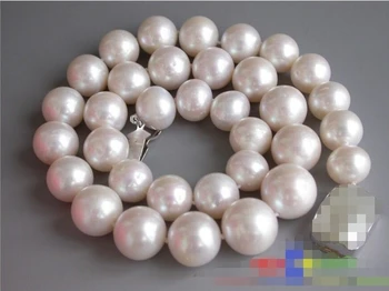 

FREE SHIPPING 00177 ROUND WHITE PEARL NECKLACE 925SILVER