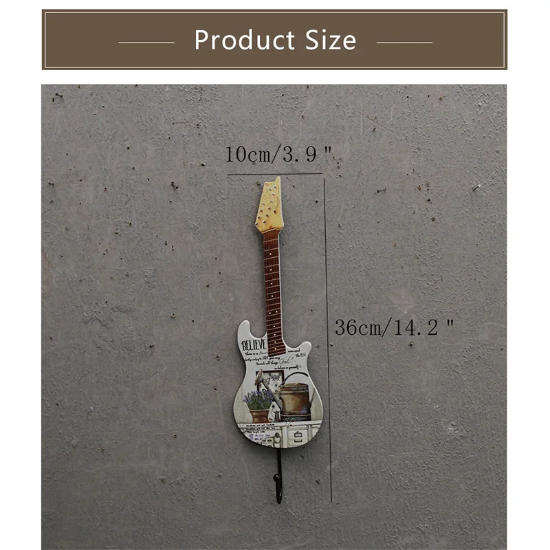 Креативная деревянная наклейка для гитары крючки Ретро Подвеска Гитара Настенный декор магазин одежды Туалетная Вешалка-крючок для пальто