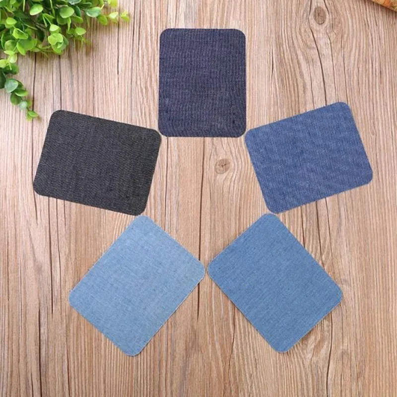 5pcs Denim Patch DIY Iron Denim Shirt Elbow Knee Patch Repair Pants For Denim Clothing And Jeans Clothing Sewing Fabric Sleeves
