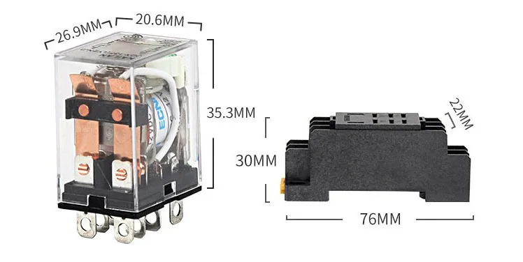 

10Pcs 12V 24V DC 110V 220V AC Coil Power Relay LY2NJ DPDT 8 Pin HH62P JQX-13F With Socket Base OK
