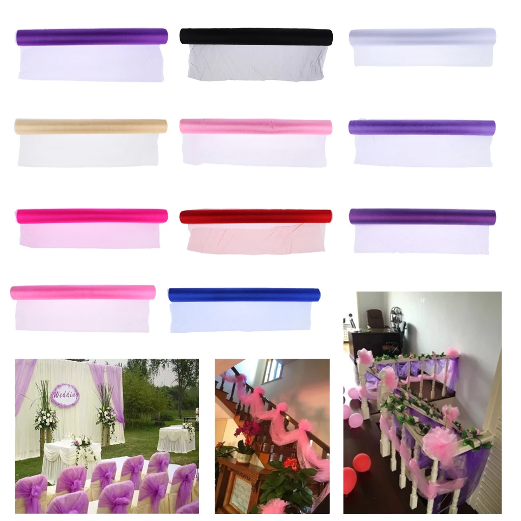

55 Yards Tulle Roll Spool Wedding Prom Fabric Bouquet Chair Sash Car Flower Tutu Gift Packaging Venue Decor Craft 72cm