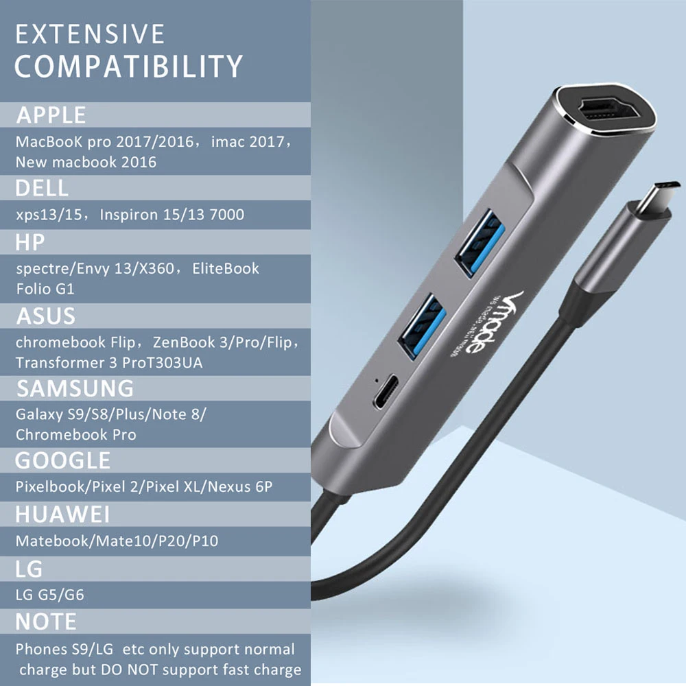 Vmade USB C концентратор USB-C-3,0 концентратор HDMI Thunderbolt 3 адаптер для MacBook samsung Galaxy S9 huawei P20 mate 20 Pro type C usb-хаб