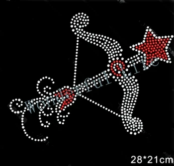 

YX Free shipping red star with a sign Hotfix Crystal Motifs Rhinestone Patterns Iron On Transfer Custom Design