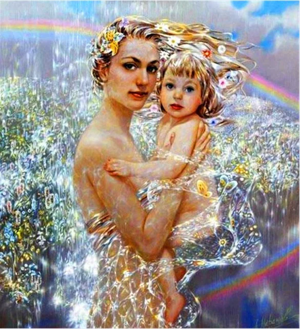 Shiny Colourful flower Handmade DIY diamond picture Love mother hold baby Cross Stitch patterns embroidery home Decoration | Дом и сад