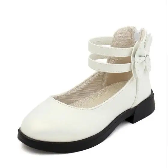 

Korean PU Leather Kids Wedding Shoe Princess Girl School Party Shoe Fashion Heels Girls Bow Flowers Shoes For Kids