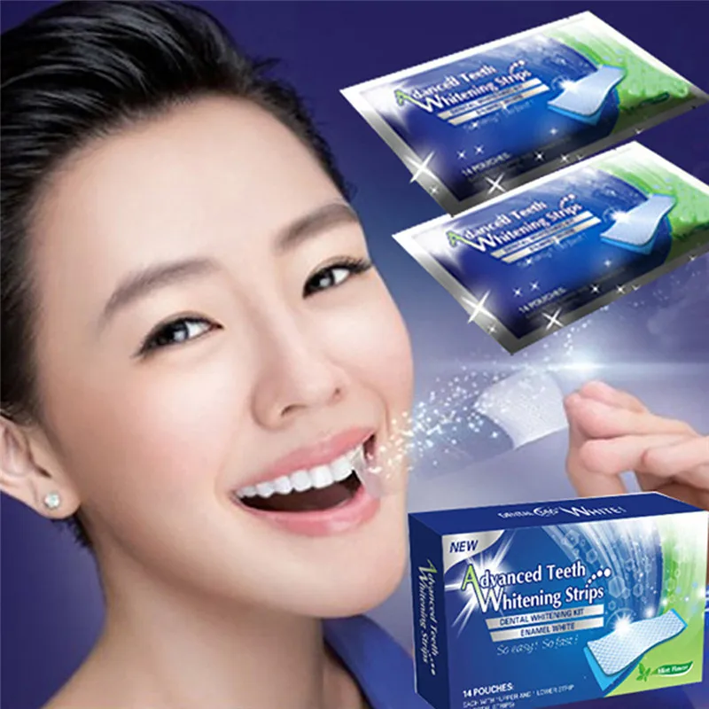 

1box(28pcs=14Packs) Advanced Teeth Whitening Strips 3D Ultra Gel Bleaching Tooth Whiten Teeth Oral Care Dental Hygiene