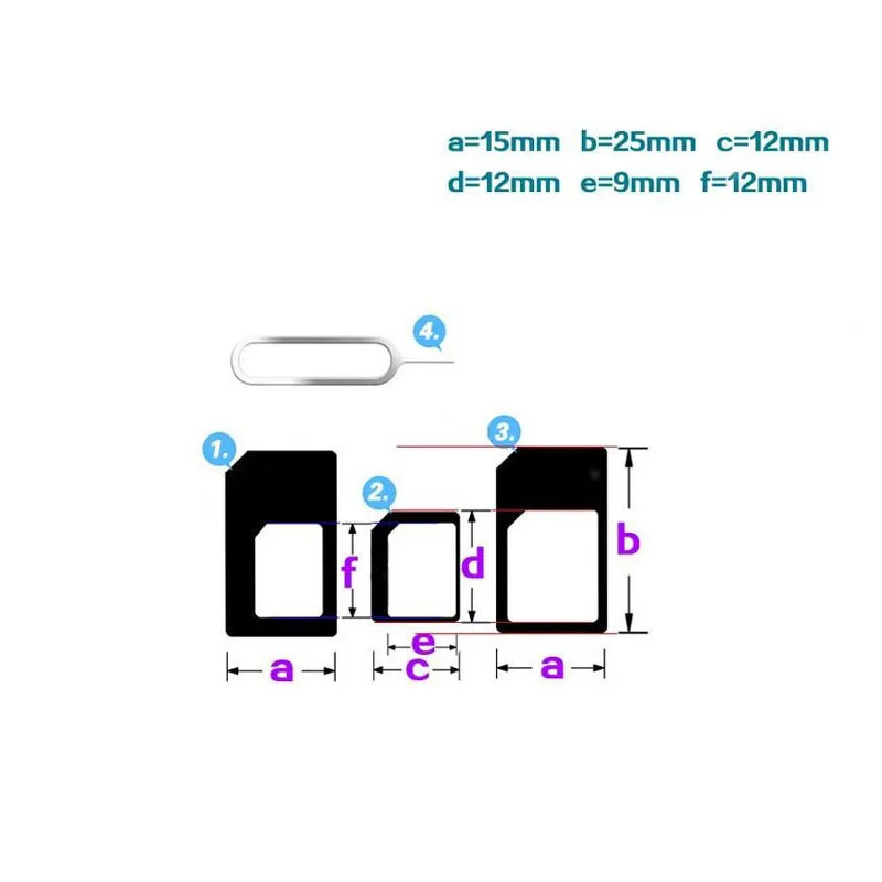 2 шт. 4 in1 адаптер сим-карты для iPhone 5 адаптер для нано sim комплект сим-карты полный sim-карты адаптер для телефона Droshipping