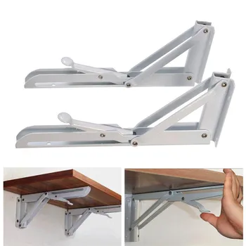 

MTGATHER 2Pcs Triangular Folding Bracket Metal Release Catch Support Bench Table Folding Shelf Bracket Home