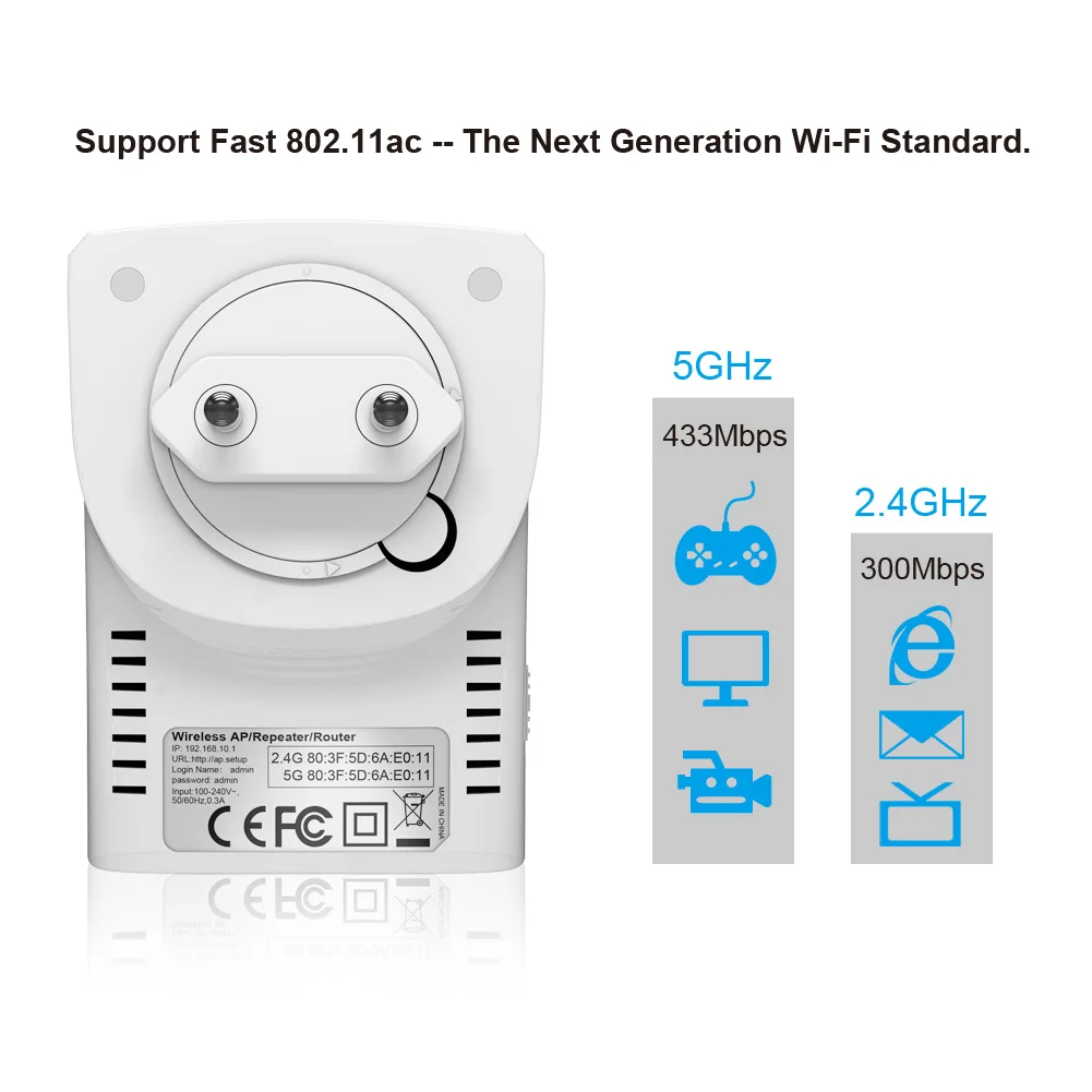 Wi Fi репитер dodocool AC750 точка доступа AP режим 2 4/5 ГГц двухдиапазонный беспроводной