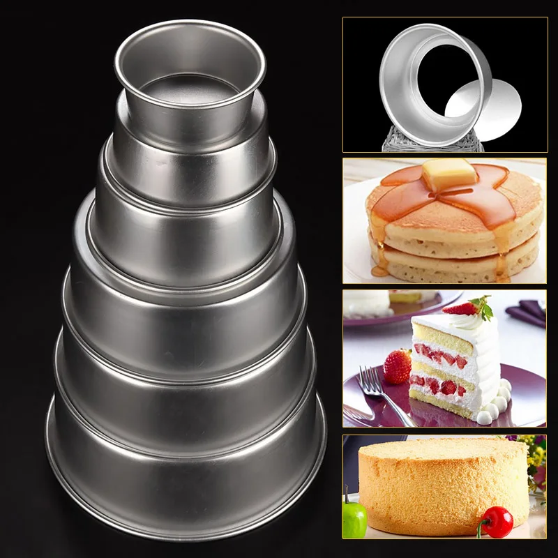

4/5/6/8/9/10inch Aluminum Alloy Nonstick Round Cake Pan Baking Mould with Removable Bottom DIY Baking Tools E2shopping