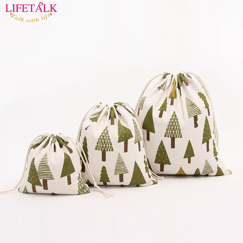 

2016 New Brand 3PCS/SET Linen Fabric Travel Makeup Organizer Nature Color Candy Storage Bags Party Gift Packing Drawstring Bags